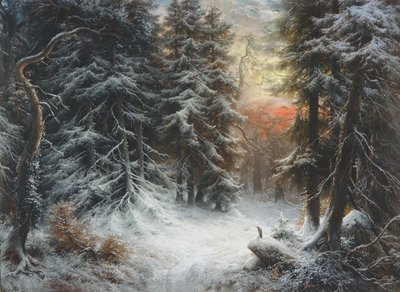 Snow Scene in the Black Forest, 19th Century by Carl Friedrich Wilhelm Trautschold